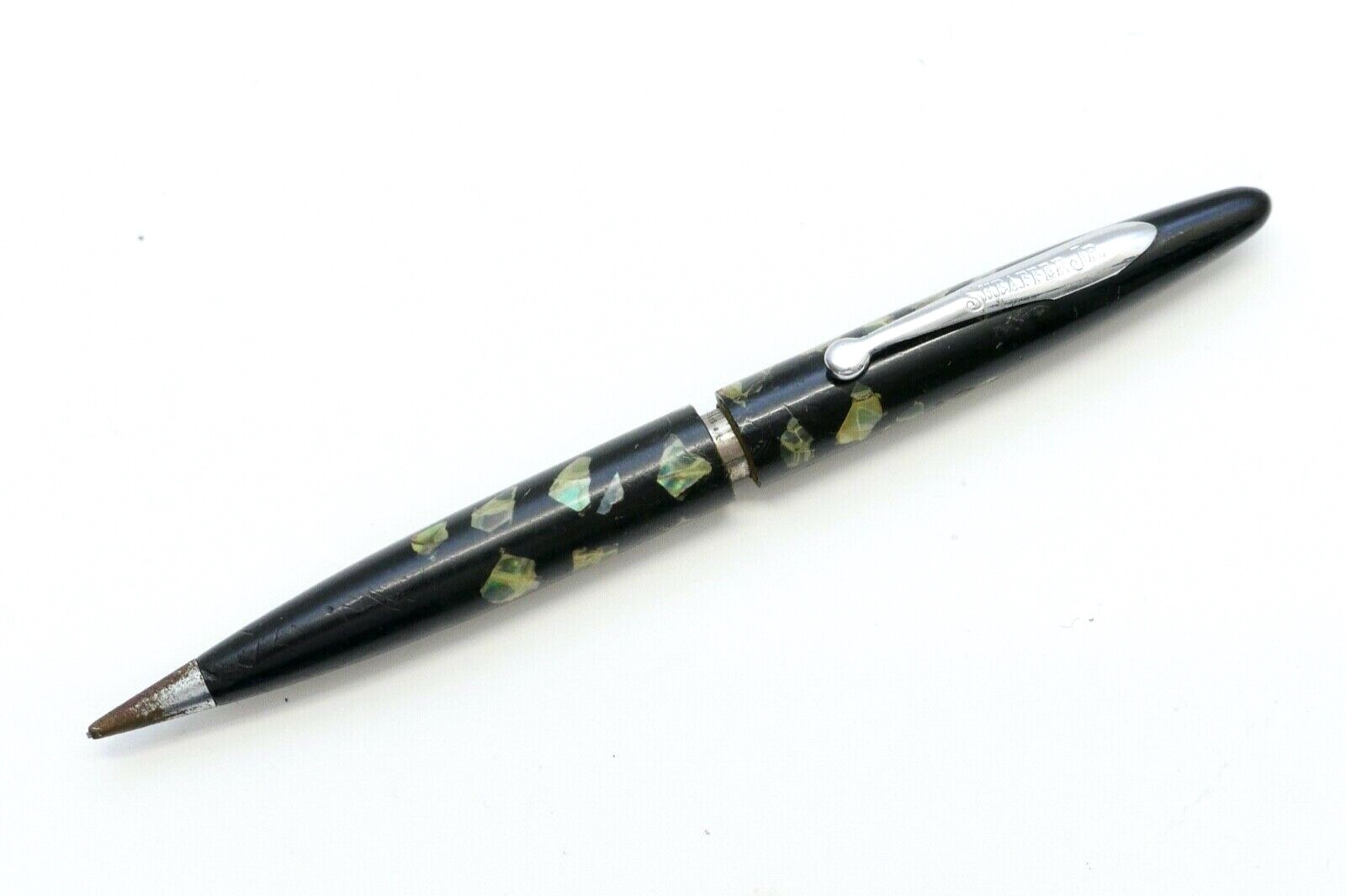 Vintage Black Green Marbled Bakelite Sheaffer Jr Mechanical Pencil Working