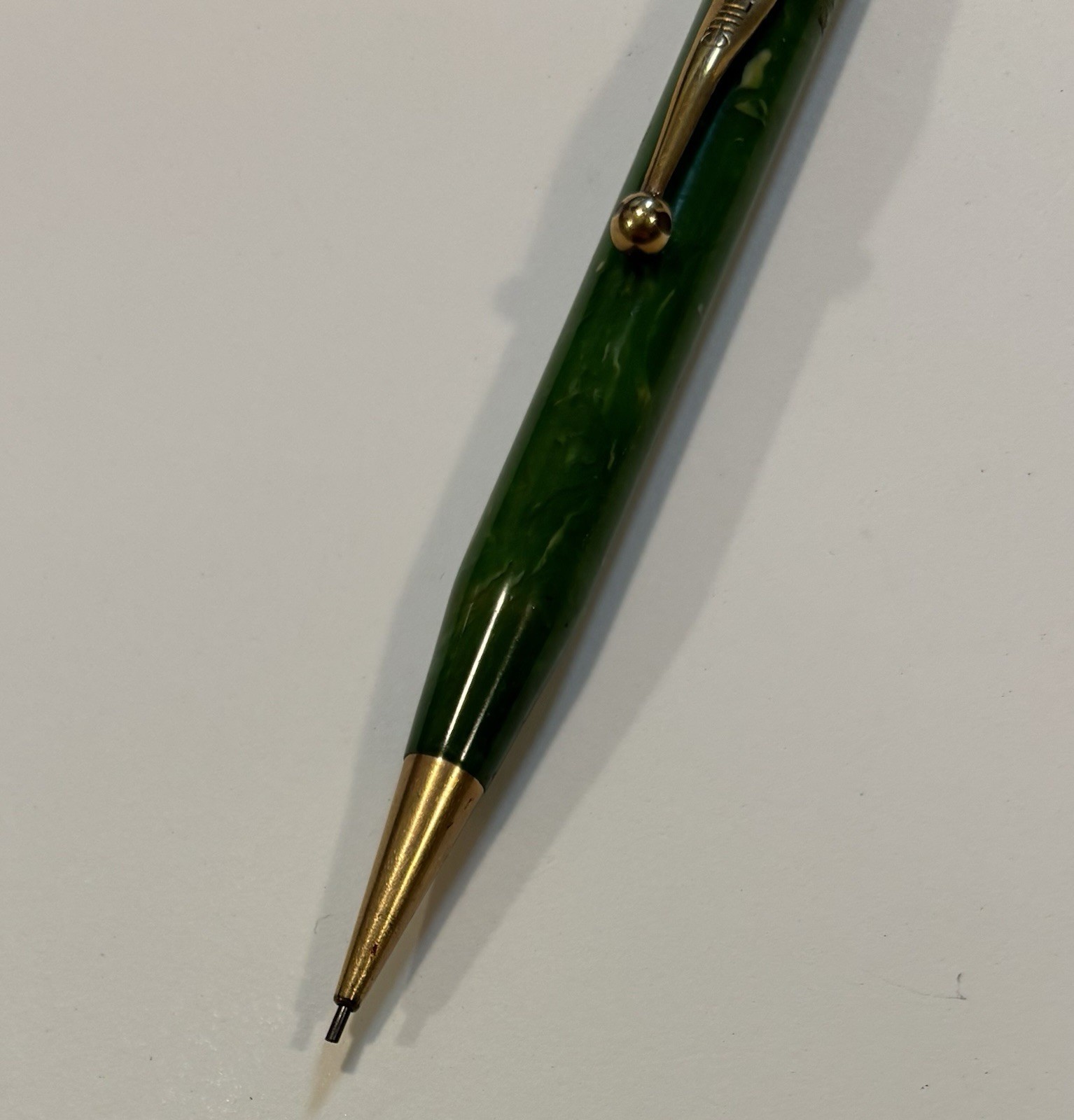 Chilton Vintage Mechanical Pencil Art Deco Green Marbled Celluloid Functional