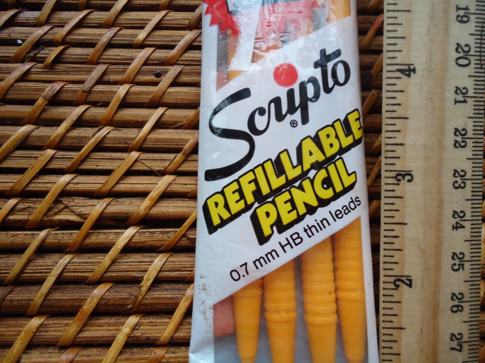 VTG NOS Scripto Refillable Pencil .7mm HB Thin Leads Auto Led Feed 4 Pack 1985