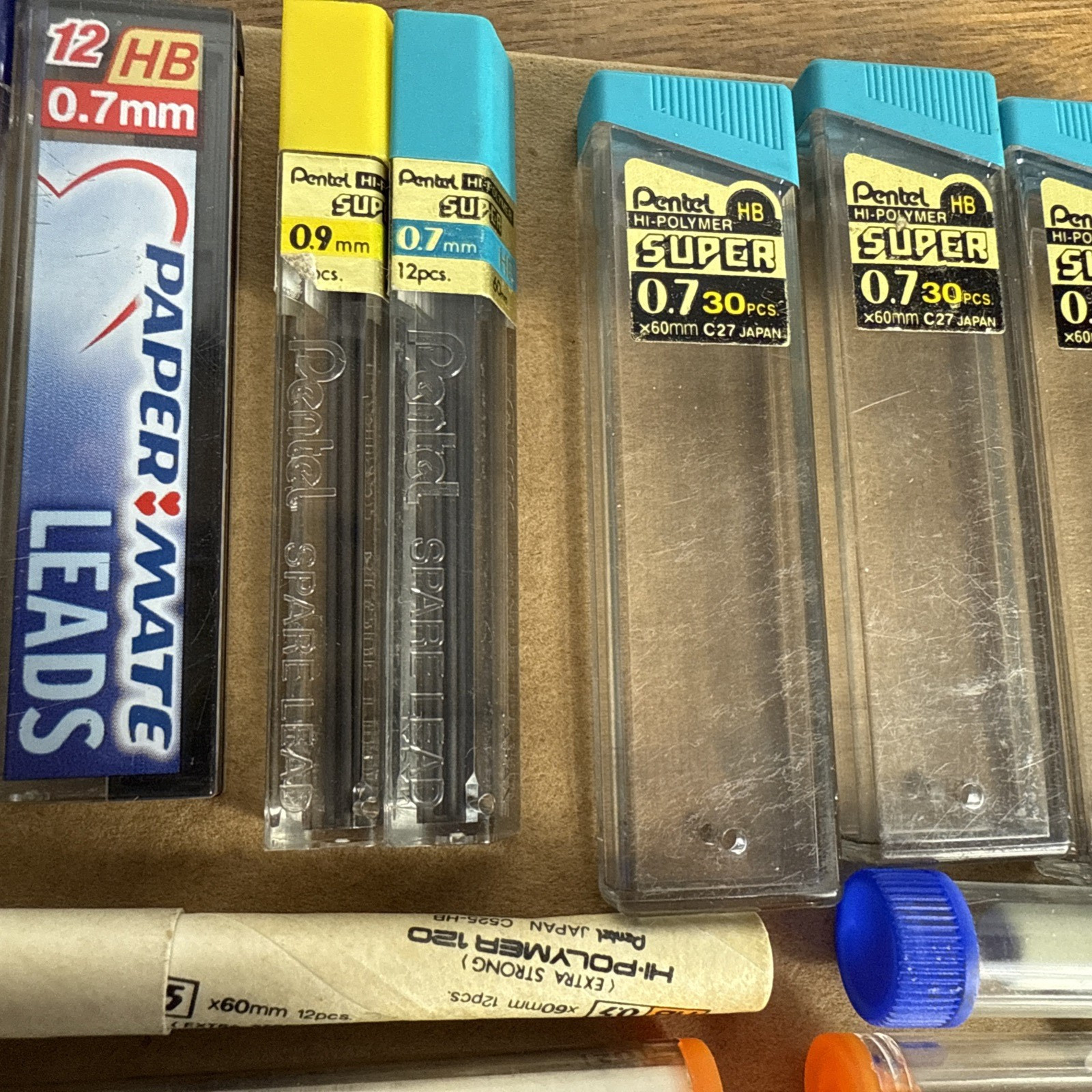 Vintage Pentel Pencil Lead Cases Lot Plastic Container Paper Mate BIC Erasers