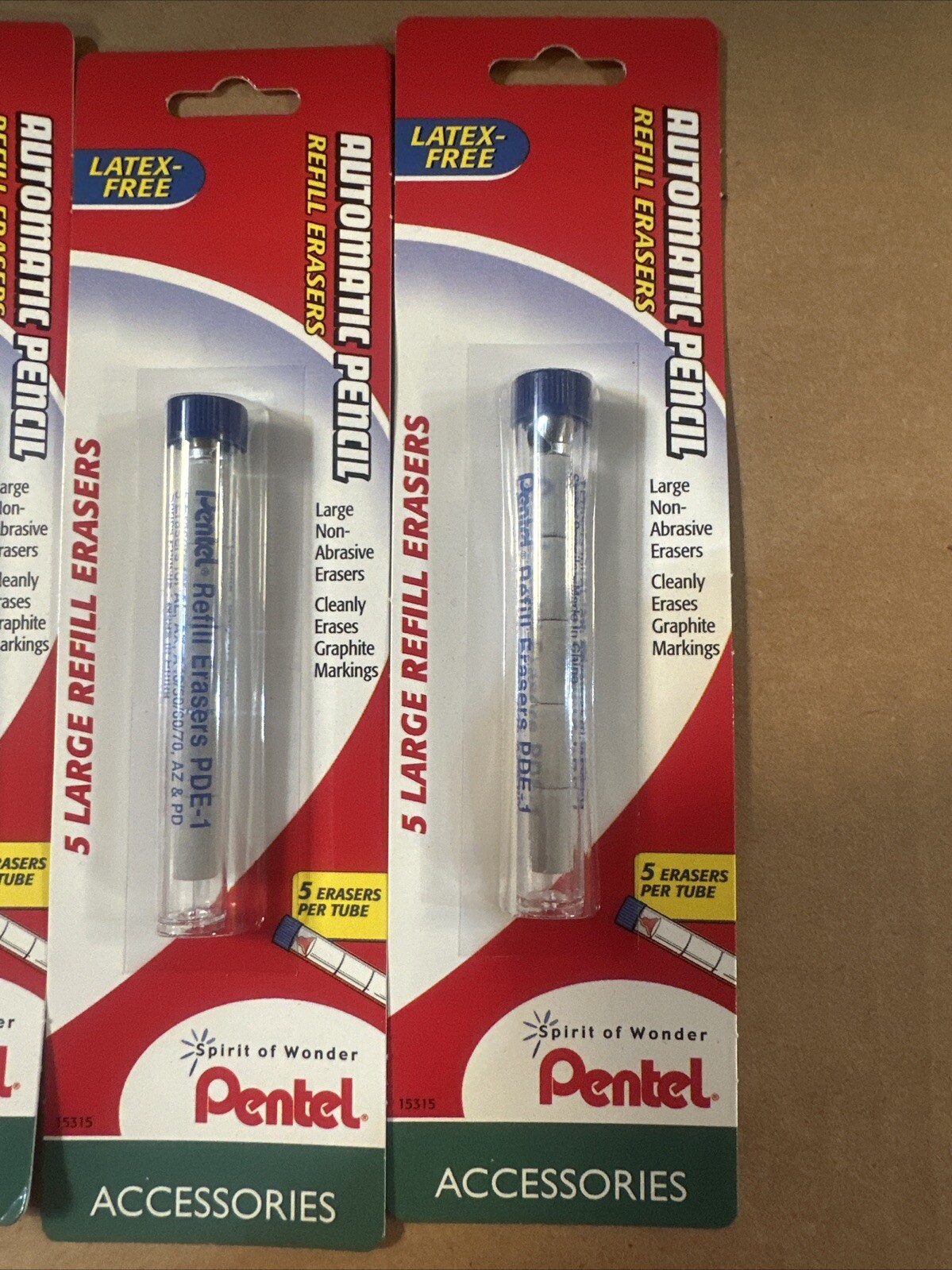 Lot Of 5 Pentel Eraser Refills Automatic Mechanical Pencils PDE1BPT 15315-5/pack