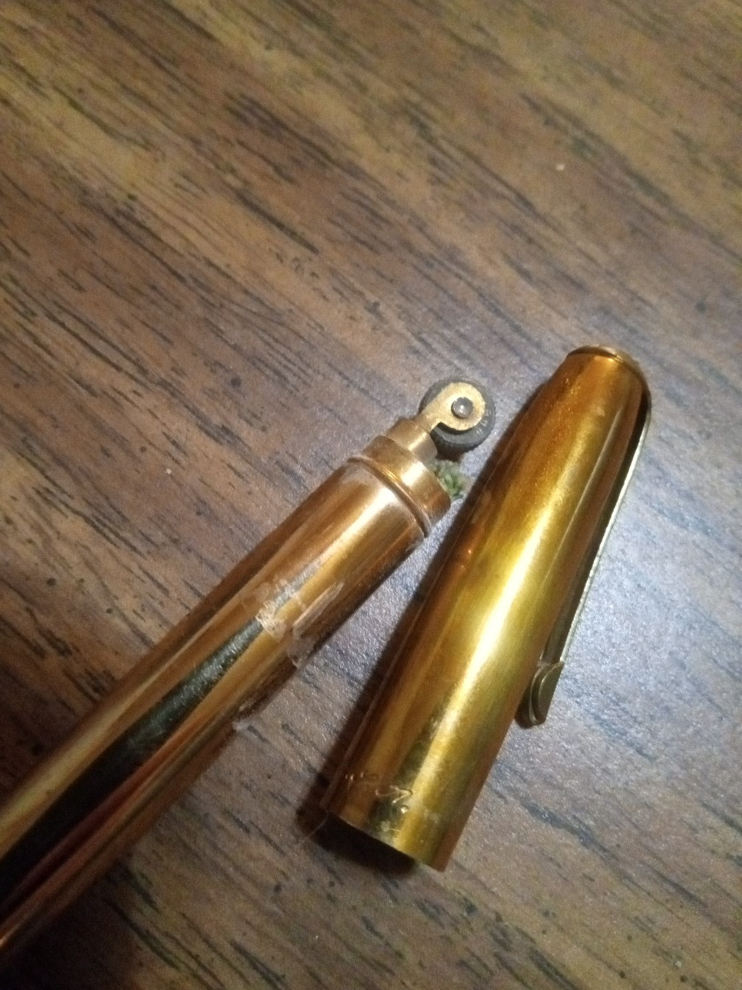 Vintage Mechanical Pencil Lighter Combo Gold Tone USA Works Advertisement Unique