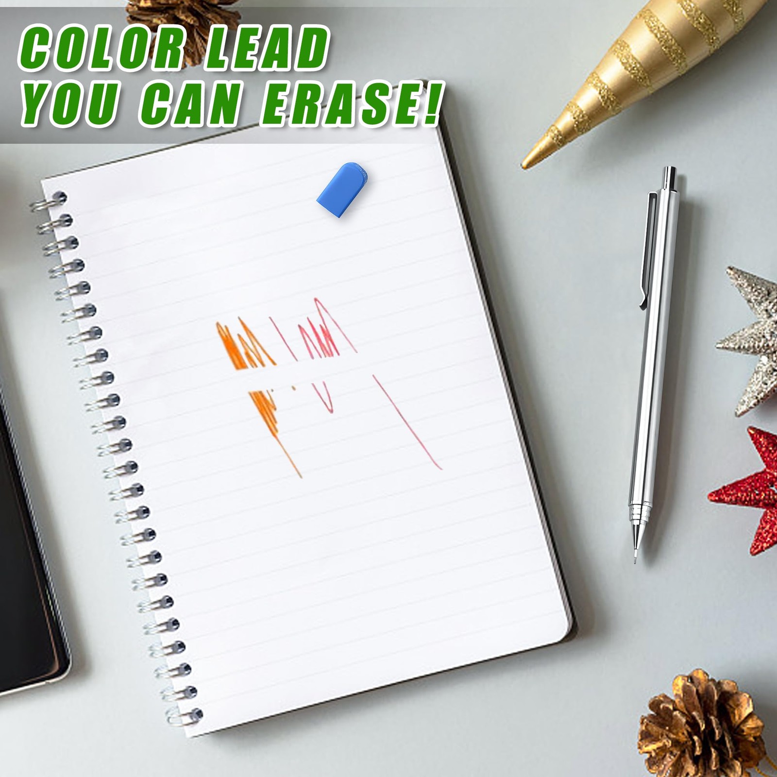 10-Color Erasable Mechanical Pencil Leads – 300 Pieces of Artistic Precision