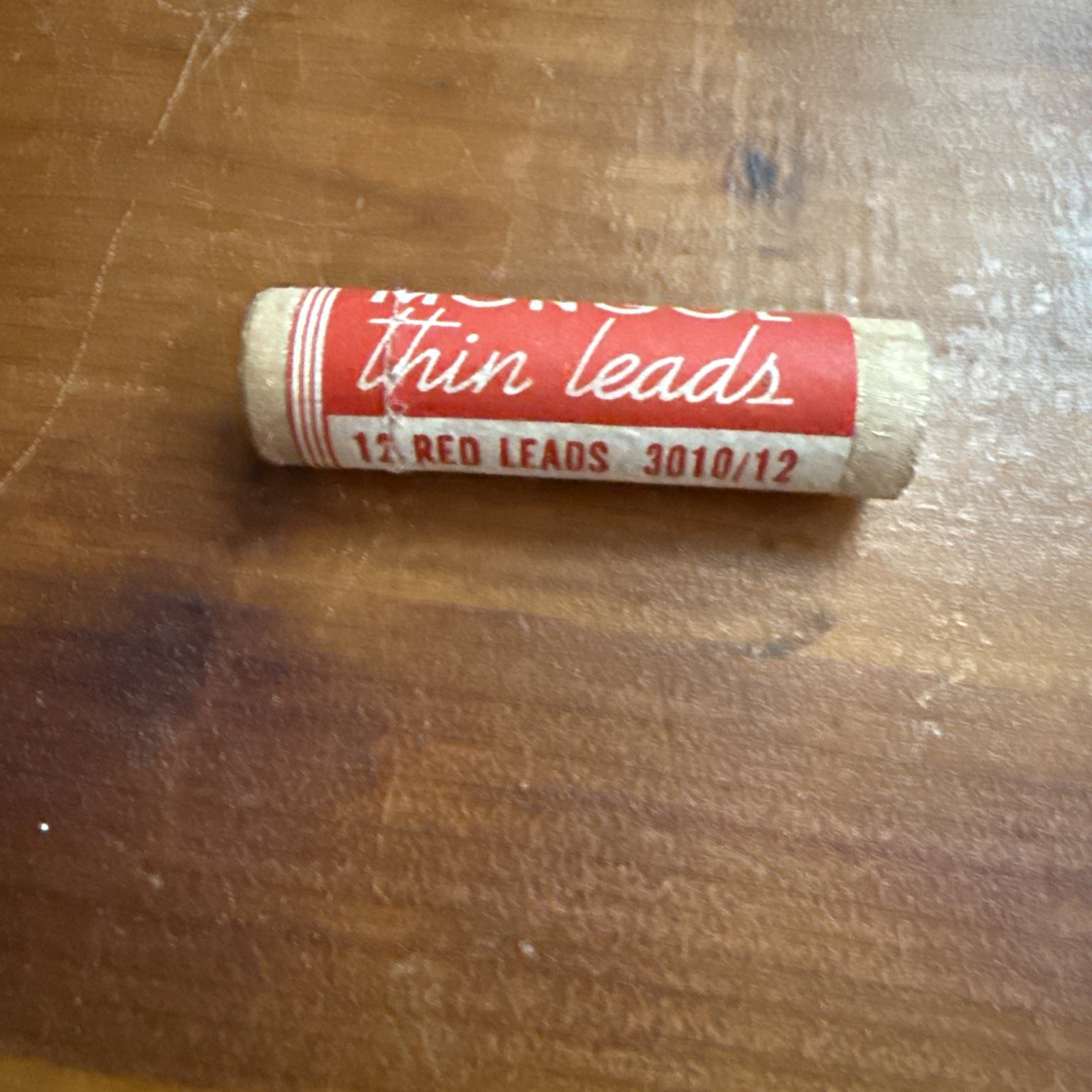 Vintage EBERHARF FABER MONGOL Red Thin Leads 3010/12 In Wooden Tube