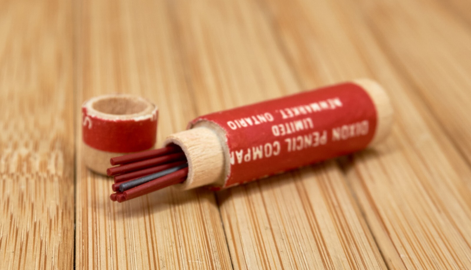 Vintage Dixon Wood Tube Pencil Thin Leads, Set of 13, Made in Canada