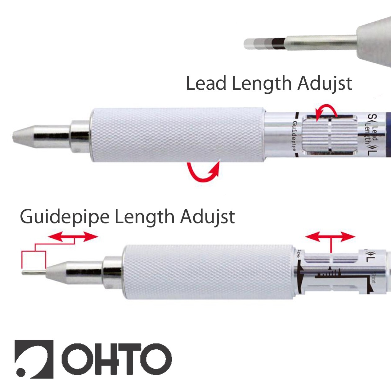 OHTO Aluminum Knurled Grip Mechanical Pencil MS01 0.5mm Made in Japan