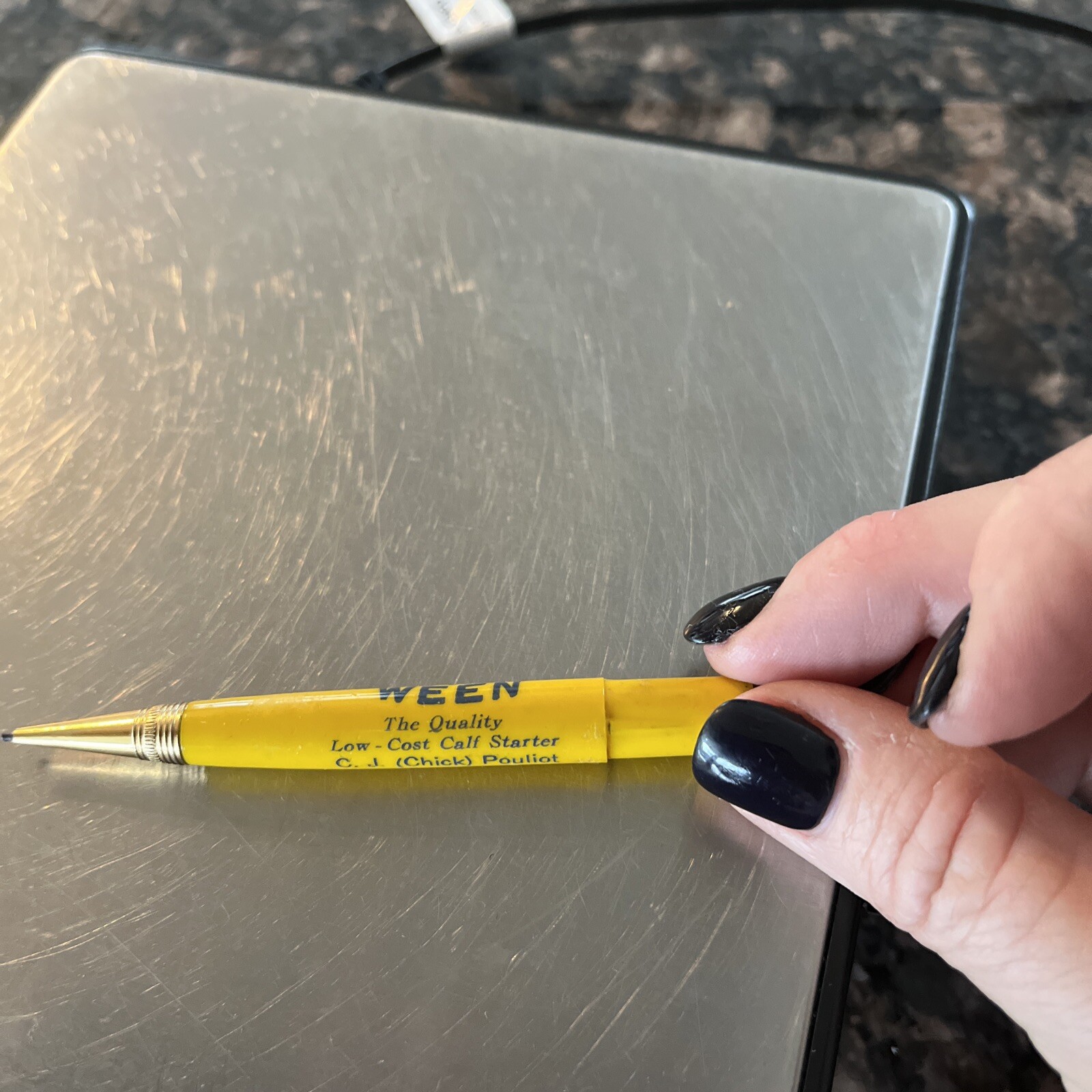 Vintage Mini Mechanical Pencil Advertising Calf Ween -C.J. (Chick) Pouliot