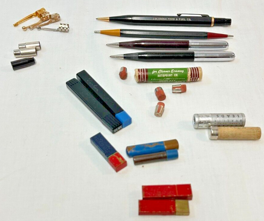 Lot of Vintage Mechanical Pencils – Advertising Ritepoint, Auto point + refills