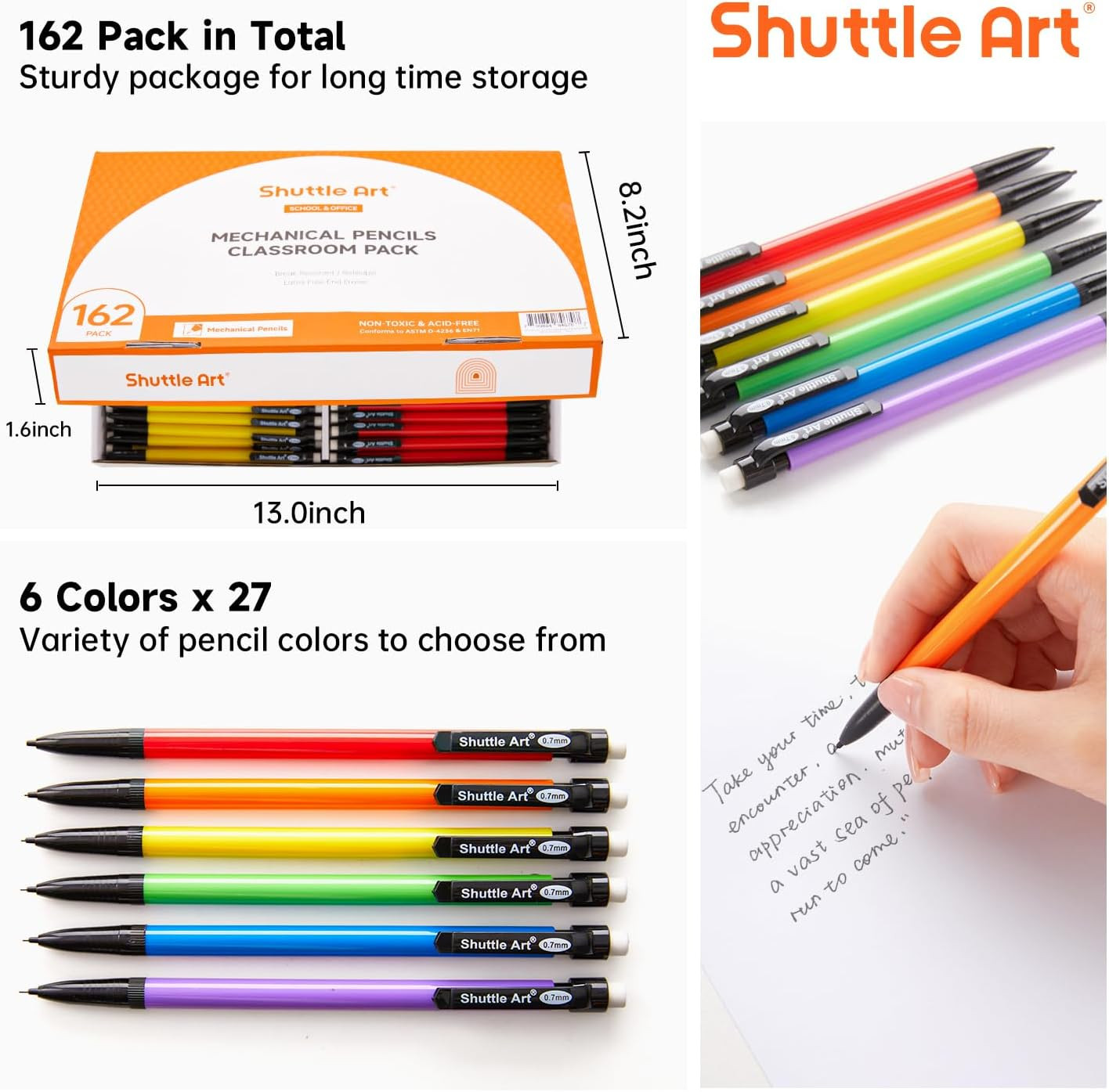 Mechanical Pencils, 162 Pack Bulk Mechanical Pencils 0.7Mm Medium Point, HB #2 L
