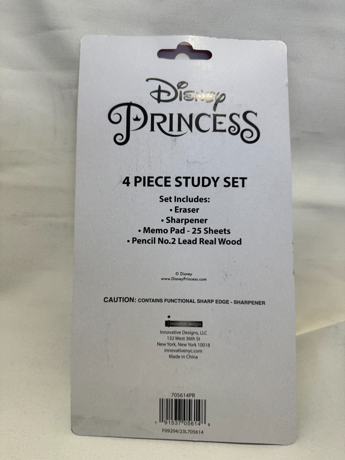 2 Pack Princess 4 Piece Study Set, Pencil, Memo Pad, Eraser & Sharpener