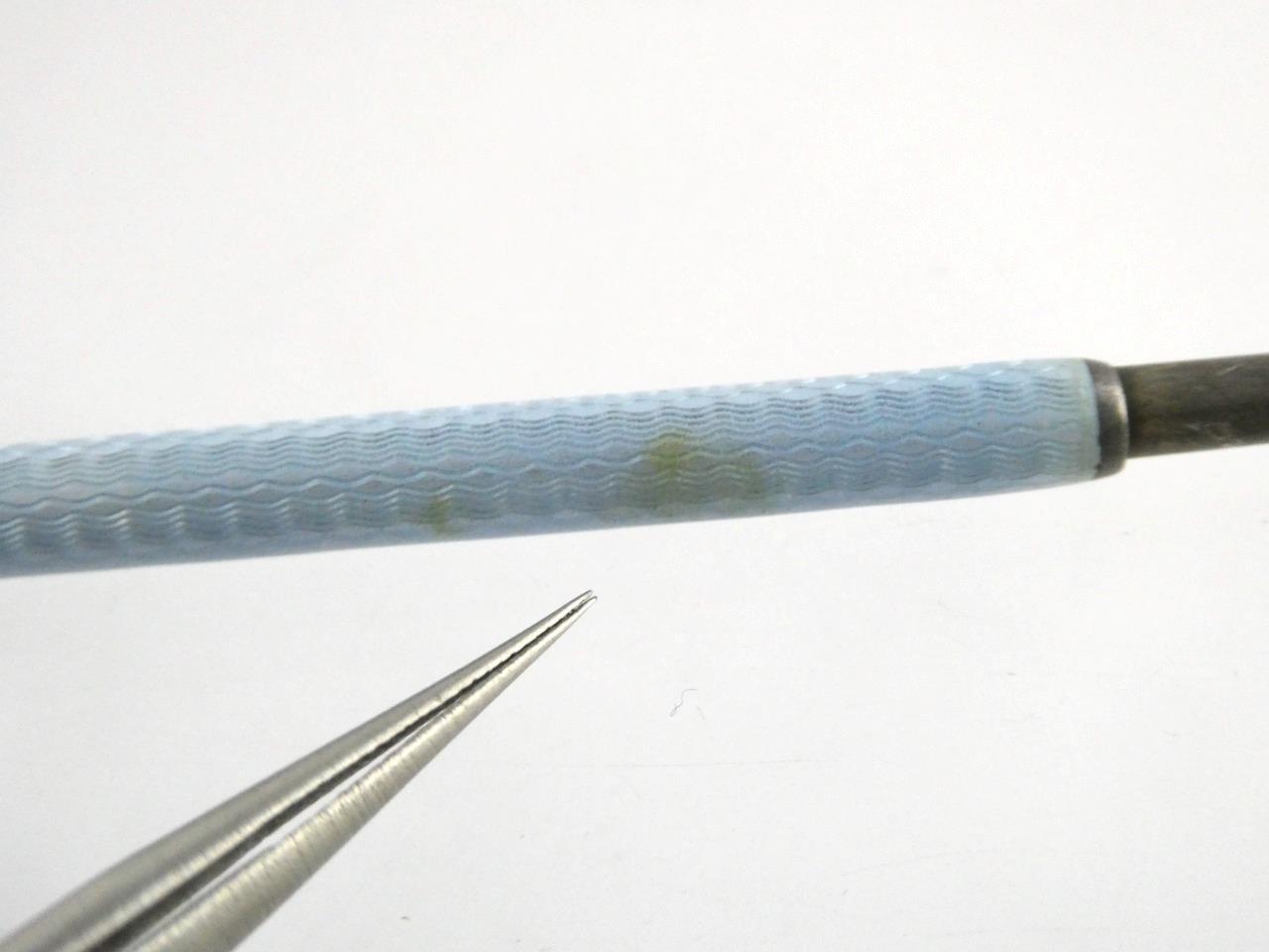 Vintage Gullioche Pale Blue Enamel Pencil Screwend Lead Up and Down