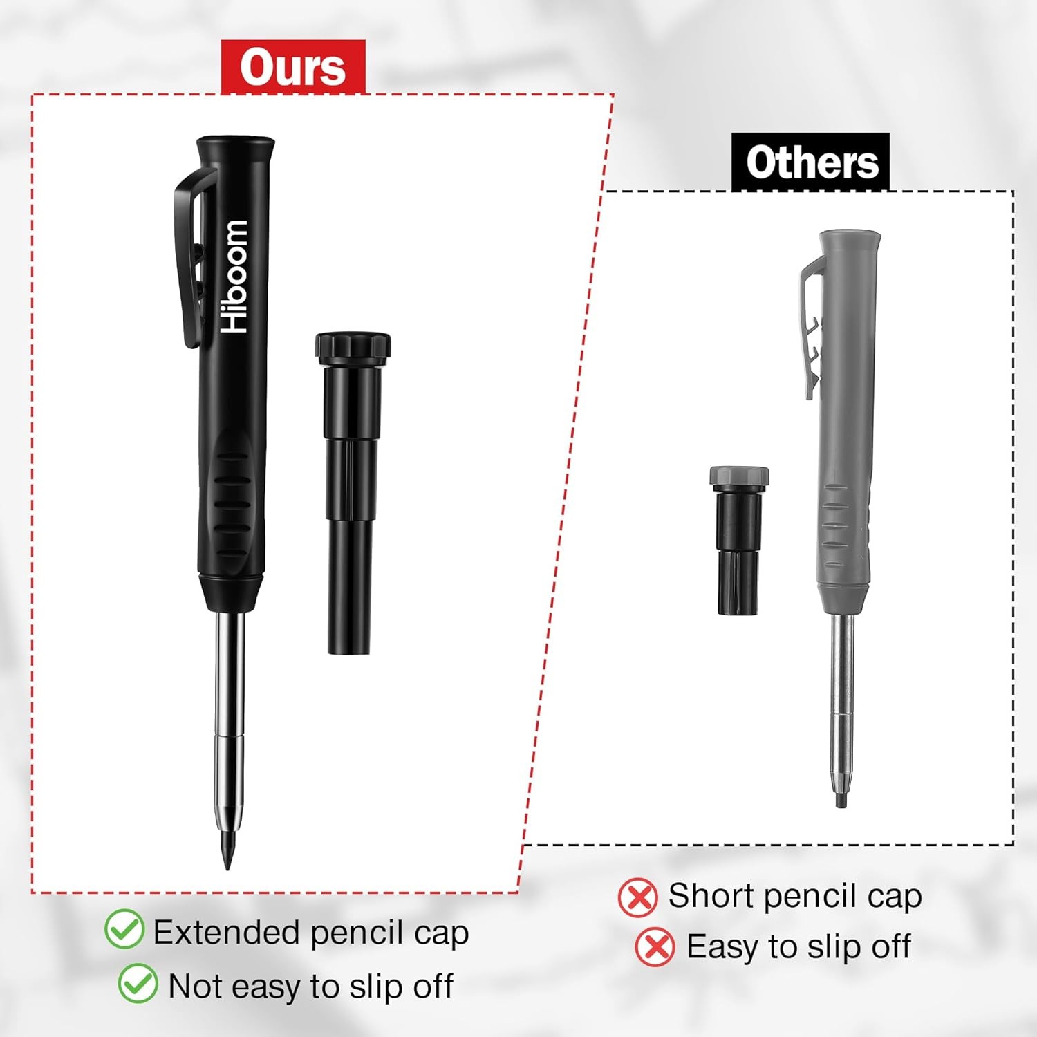 Hiboom Solid Carpenter Pencil Set for Construction 1 Count (Pack of 1), Black