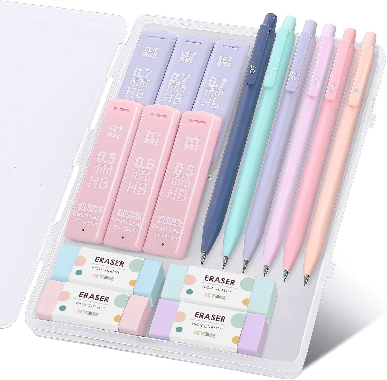 SKYDUE Cute Mechanical Pencils Set, 0.5Mm & 0.7Mm Mechanical Pencils, 360PCS HB