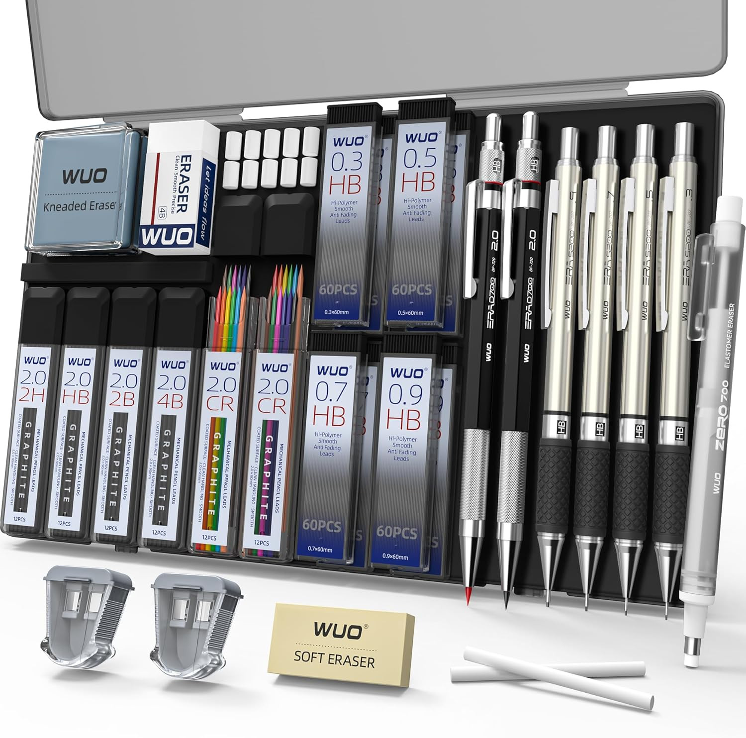 38PCS Mechanical Pencil Set with Case, Metal Drafting Pencil 0.3, 0.5, 0.7, 0.9M