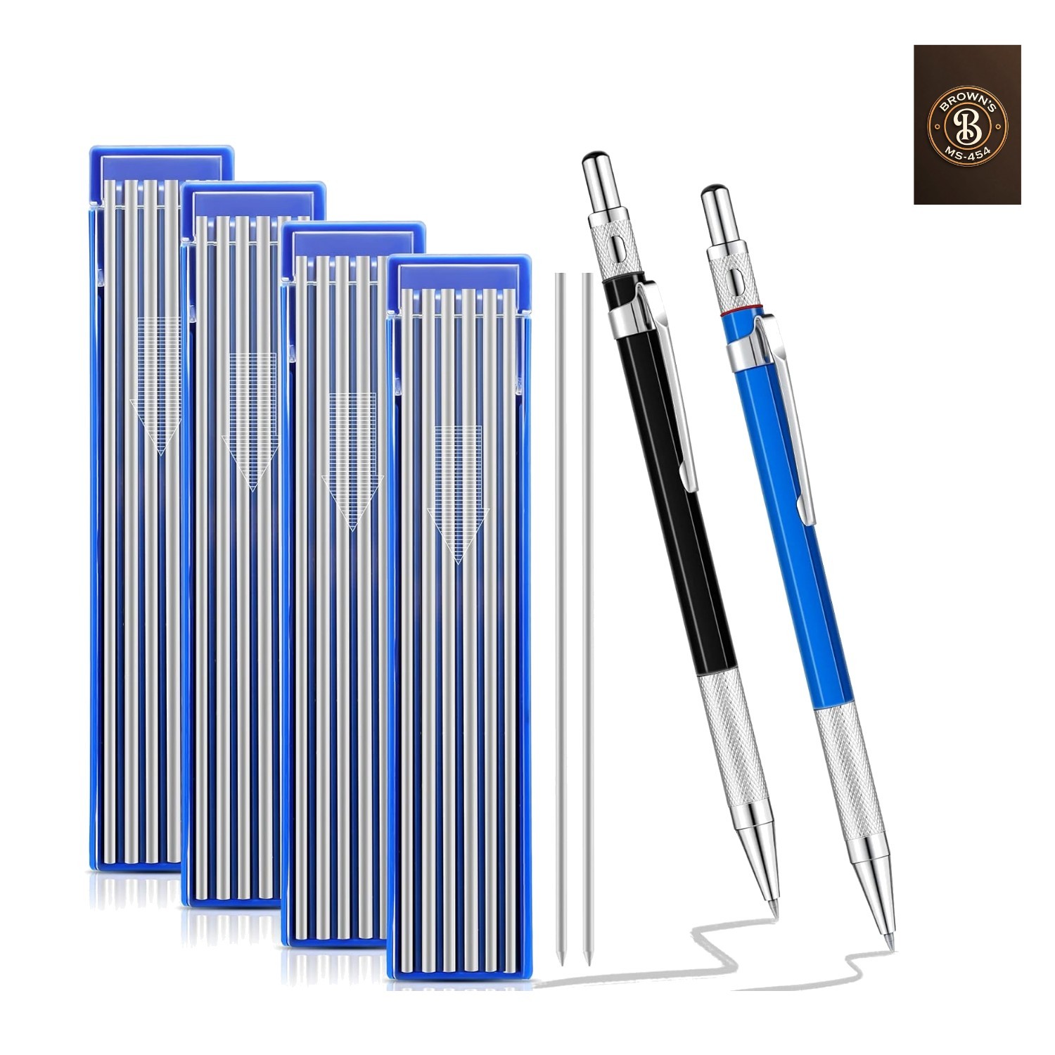 2 Pcs Welders Pencil with 48 PCS Round Refills Mechanical Pencils Metal Weldi…