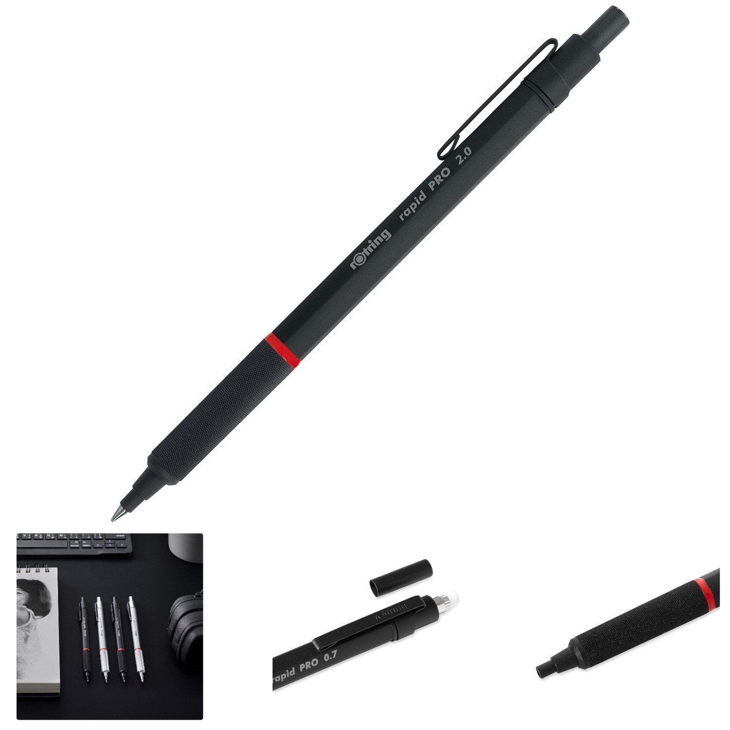 Mechanical Pencils 2.0 mm Black Precision Design High Break Resistance