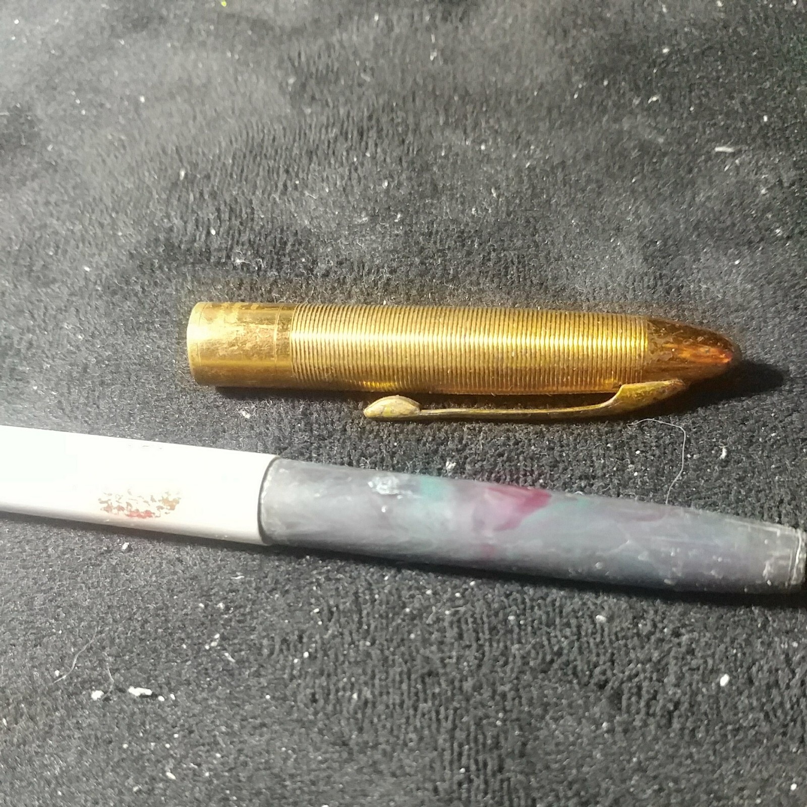 Vintage FineLine Sheaffer Mechanical Pencil White/Gold body-metal-as is