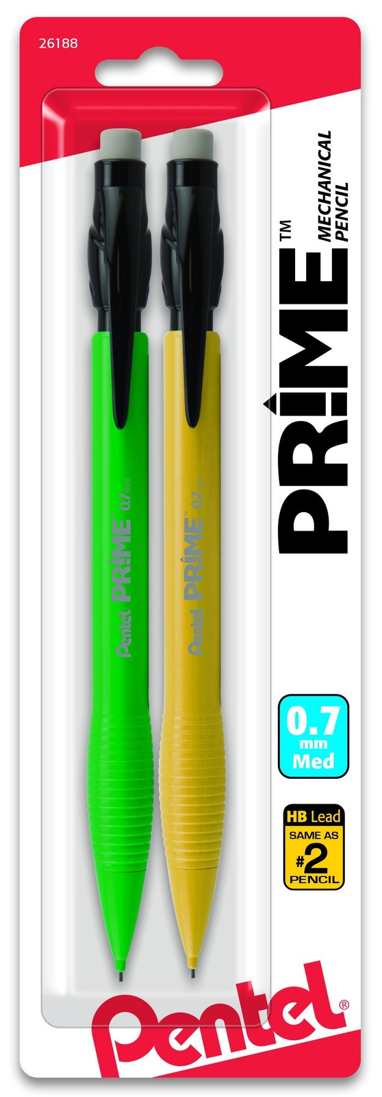 Prime Mechanical Pencil 0.7Mm Assorted Barrel Colors, Pack of 2 (AX7BP2)