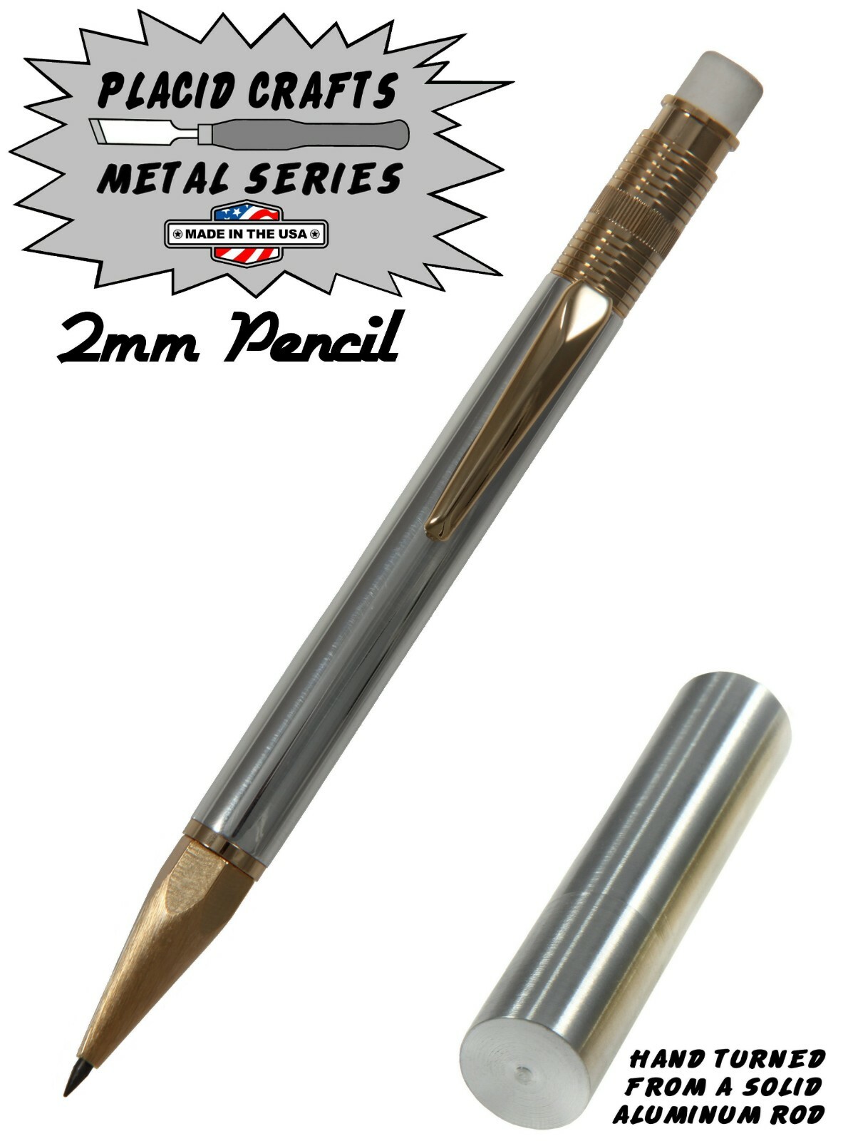Handcrafted 2mm 24ct. Gold Throw Back Series Pencil with a Aluminum Body / #192