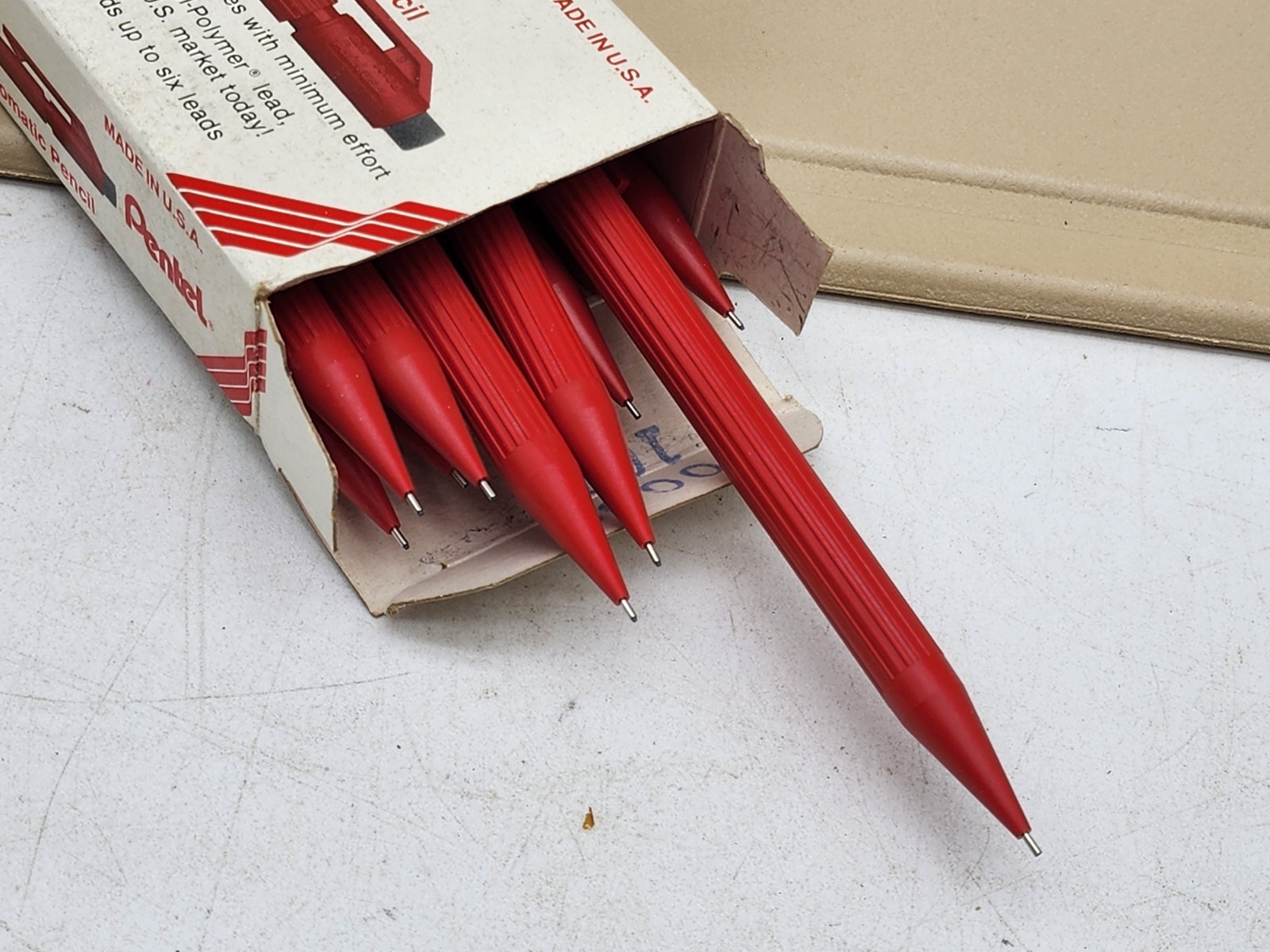ONE DOZEN Pentel Econo-Sharp A45B 0.5mm Automatic Pencil Red Barrel Grey Eraser