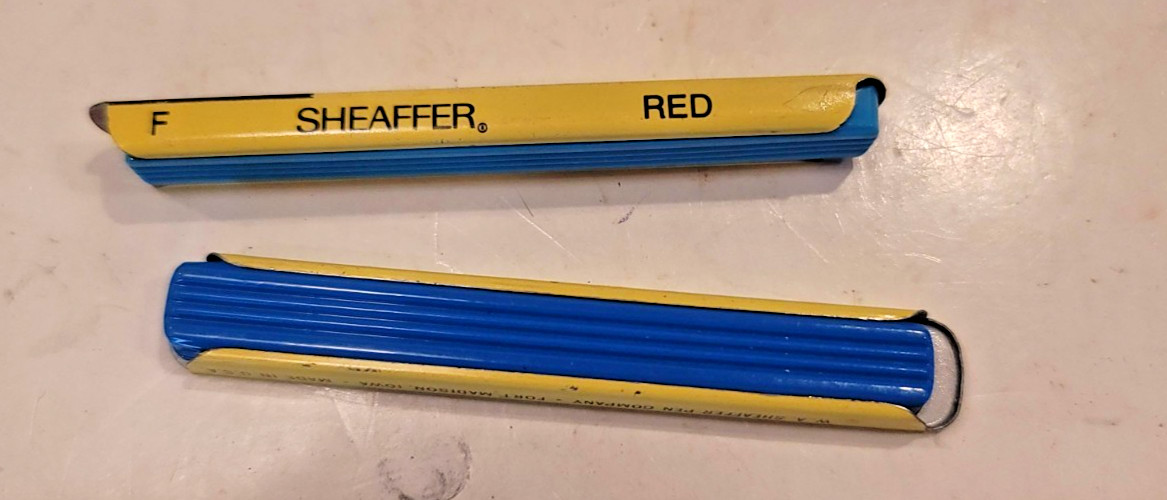 Vintage Sheaffer’s Fineline Pencil Lead Tin – Thin Leads – Red Lot of 2