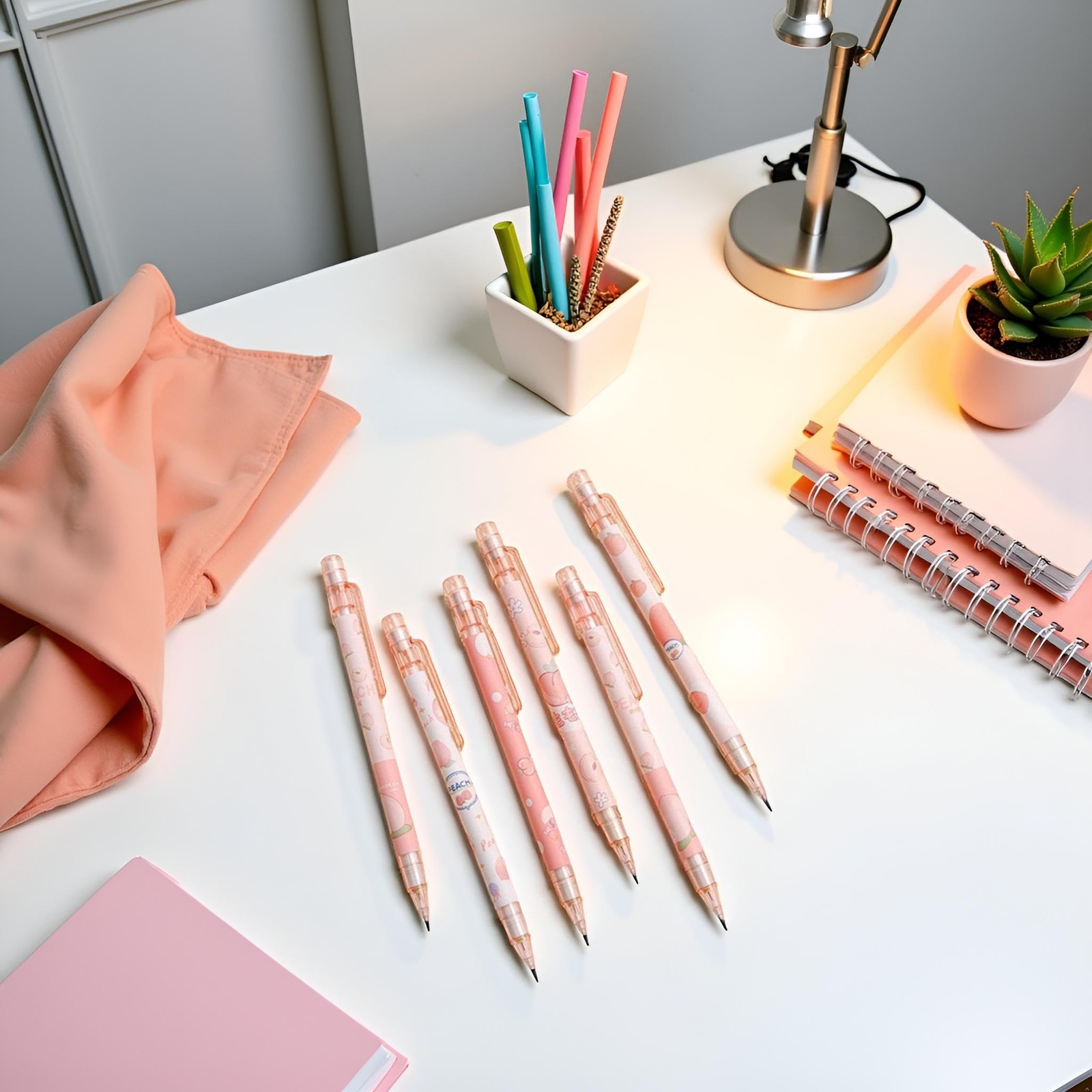 1 Pc Pink Mechanical Pencil 0.5mm Pencil Refill Automatic Pencils Cute Peach …