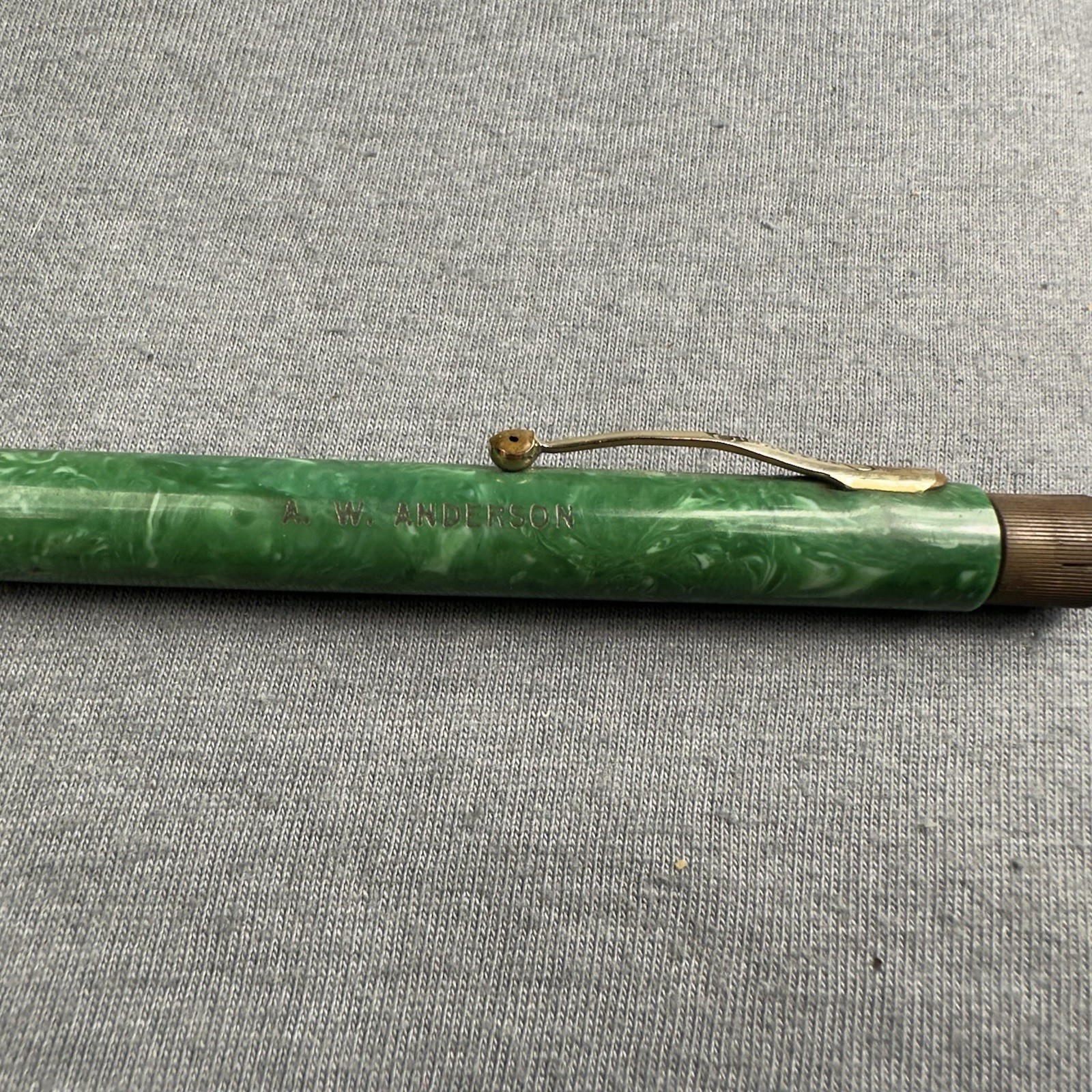 1920s Sheaffer’s Large Jade Green Lifetime Pencil Gold Filled Works Needs Crown