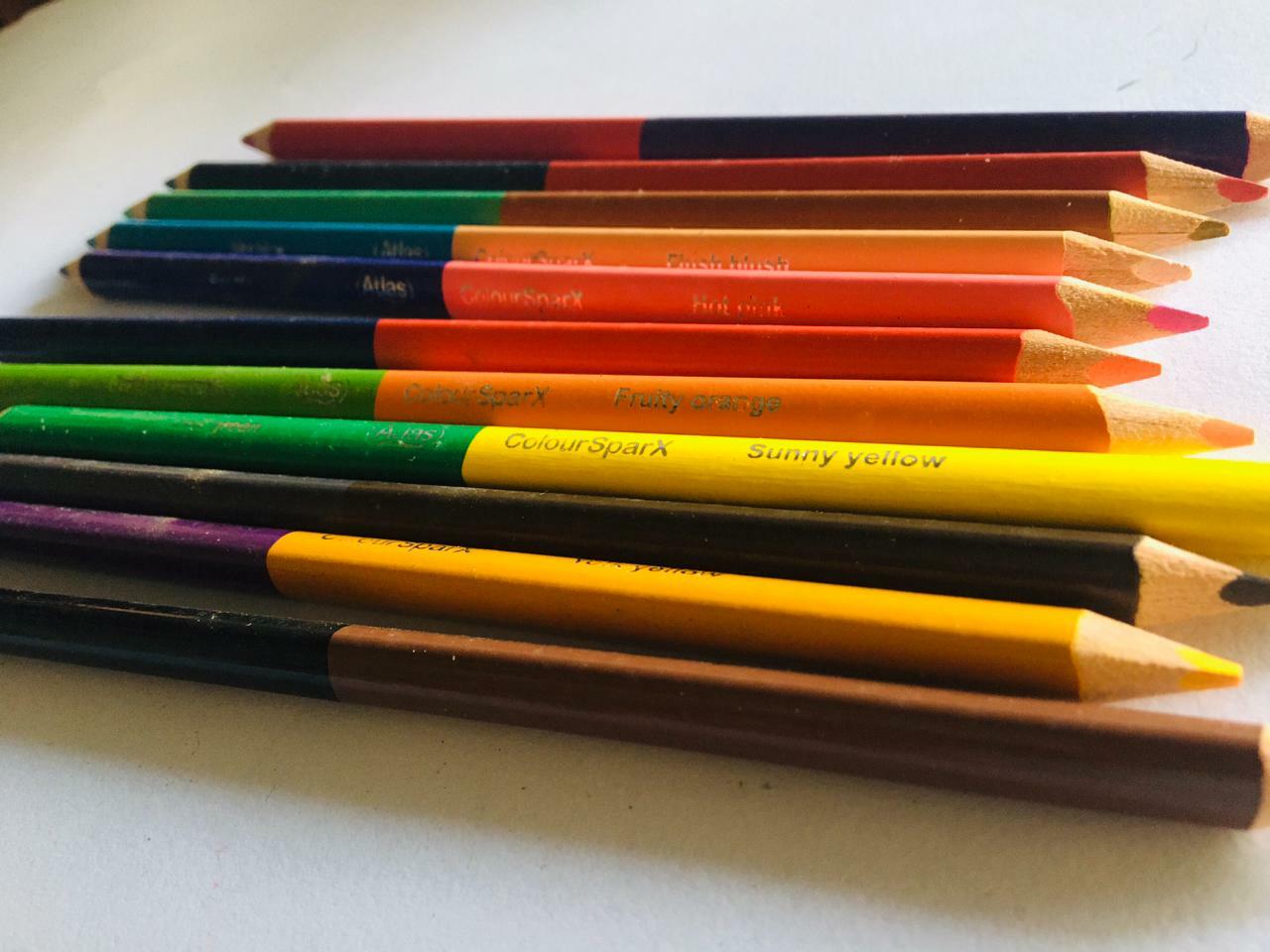 24 Multicolor 12 pencils drawing art kid’s adults 2 in 1 wood pencil Stationary