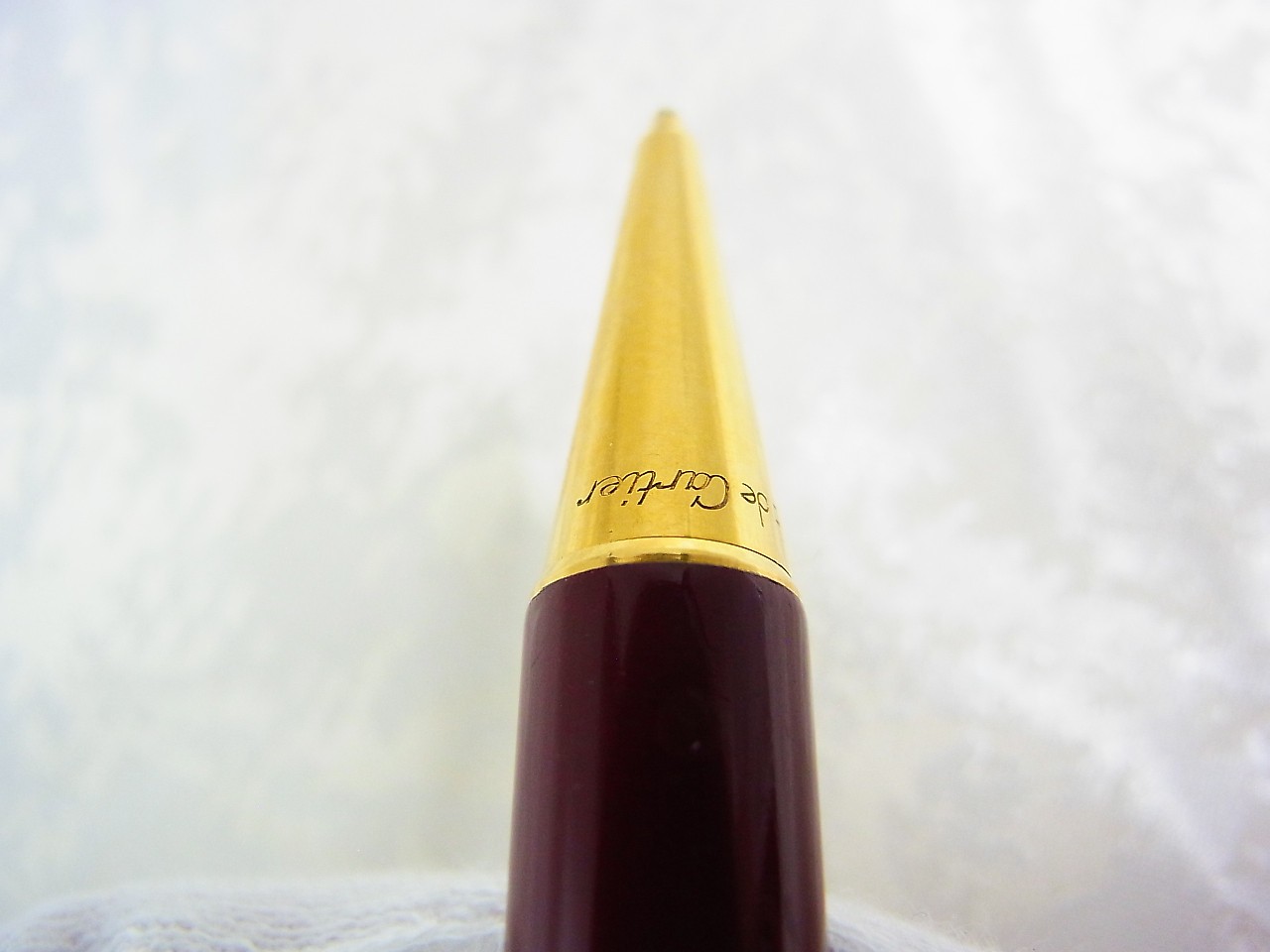 Cartier Must de Mechanical Pencil Click Action Bordeaux Gold with Leather Case