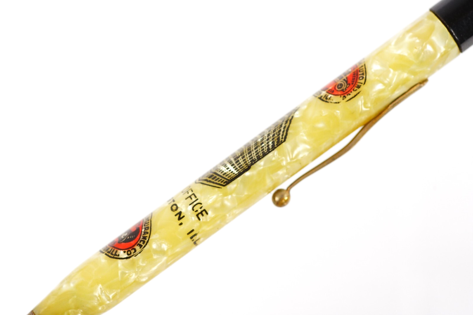 1930s State Farm Insurance Quick Point Marbled Celluloid Mechanical Pencil