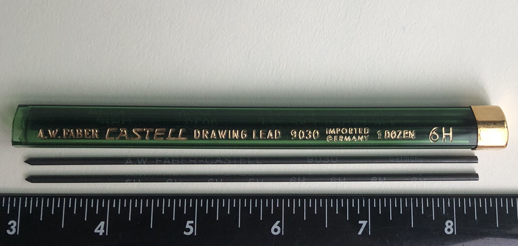 Vintage A. W. Faber Castell Drawing Lead 6H 2mm NOS 12 Pack Tube Germany