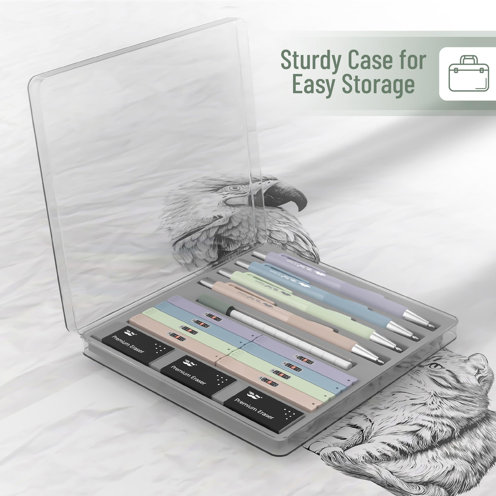 Mr. Pen- Pastel Mechanical Pencil Set with Lead Refills & Erasers, 4