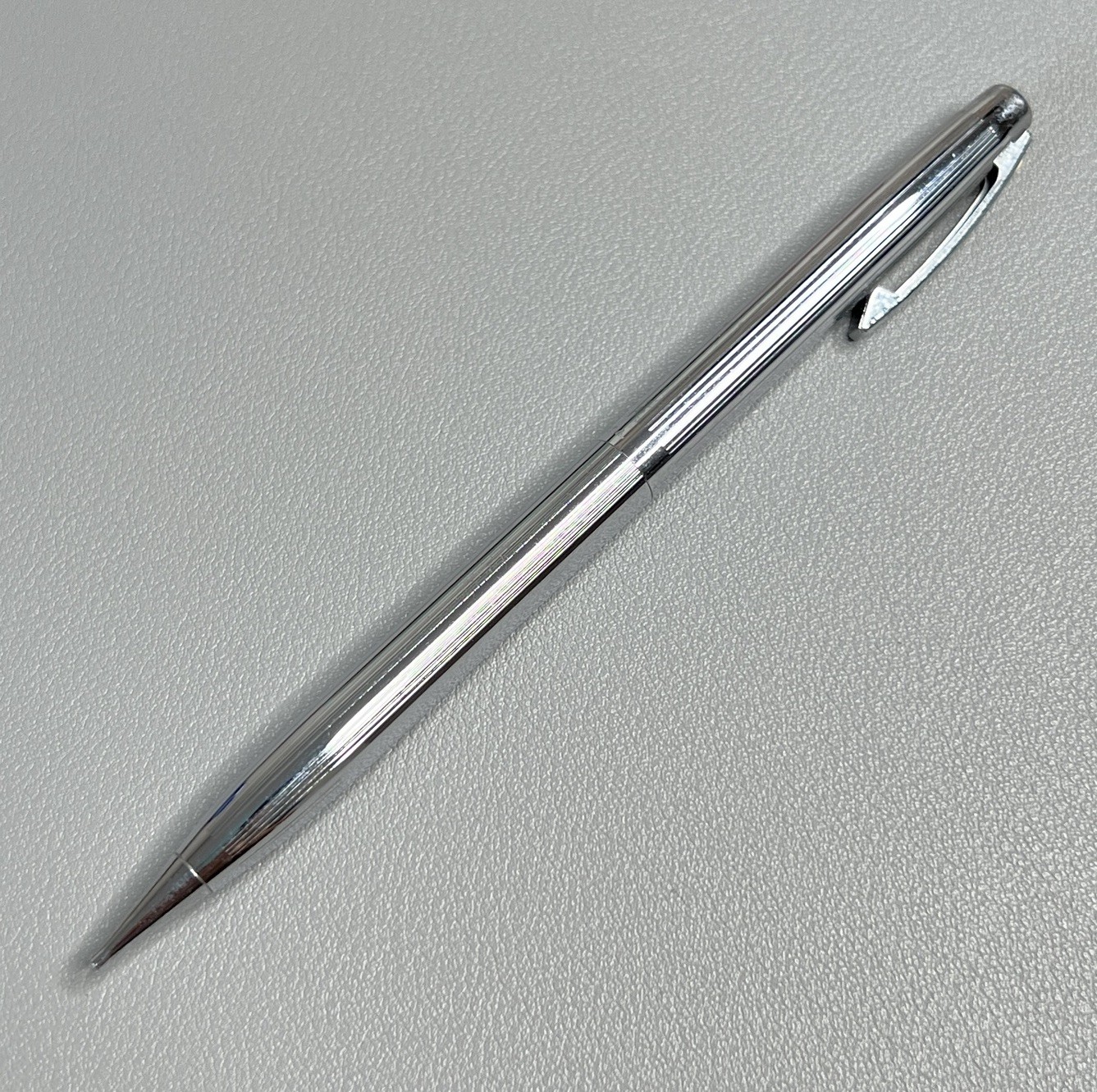Vintage Sheaffer White Dot Fluted Chrome Mechanical Pencil Made in USA 1970s 80s