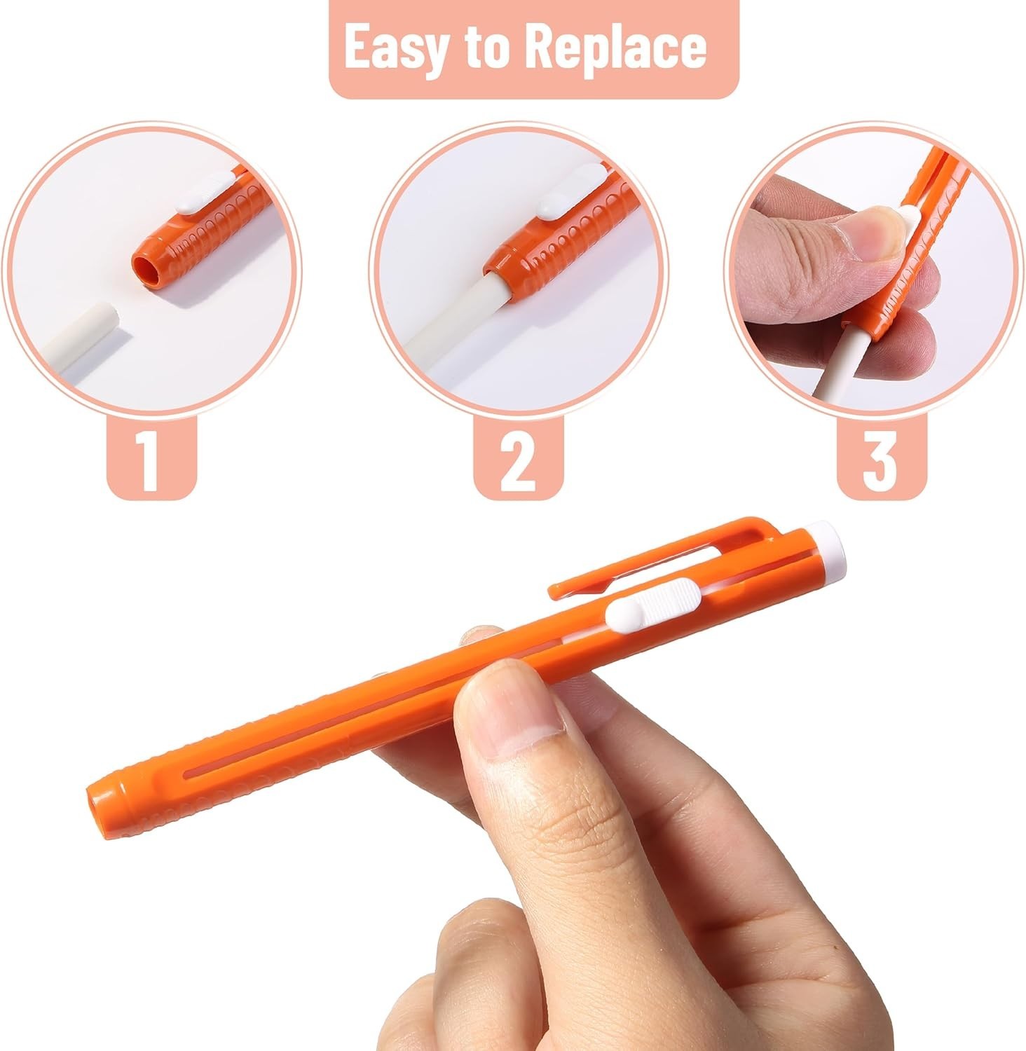 Retractable Mechanical Eraser Pens 6-Pack – Citrus Colors for Artists & Students