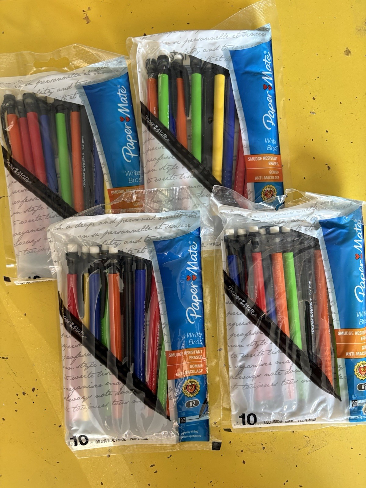 Paper Mate Write Bros Mechanical Pencils, 0.7mm HB #2 Assorted Colors 4 Pkgs
