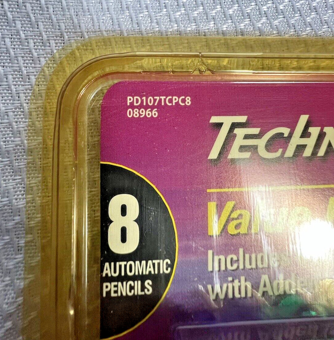 8 Pack Pentel Techniclick 0.7mm Mechanical Pencils PD107T Lead Erasers