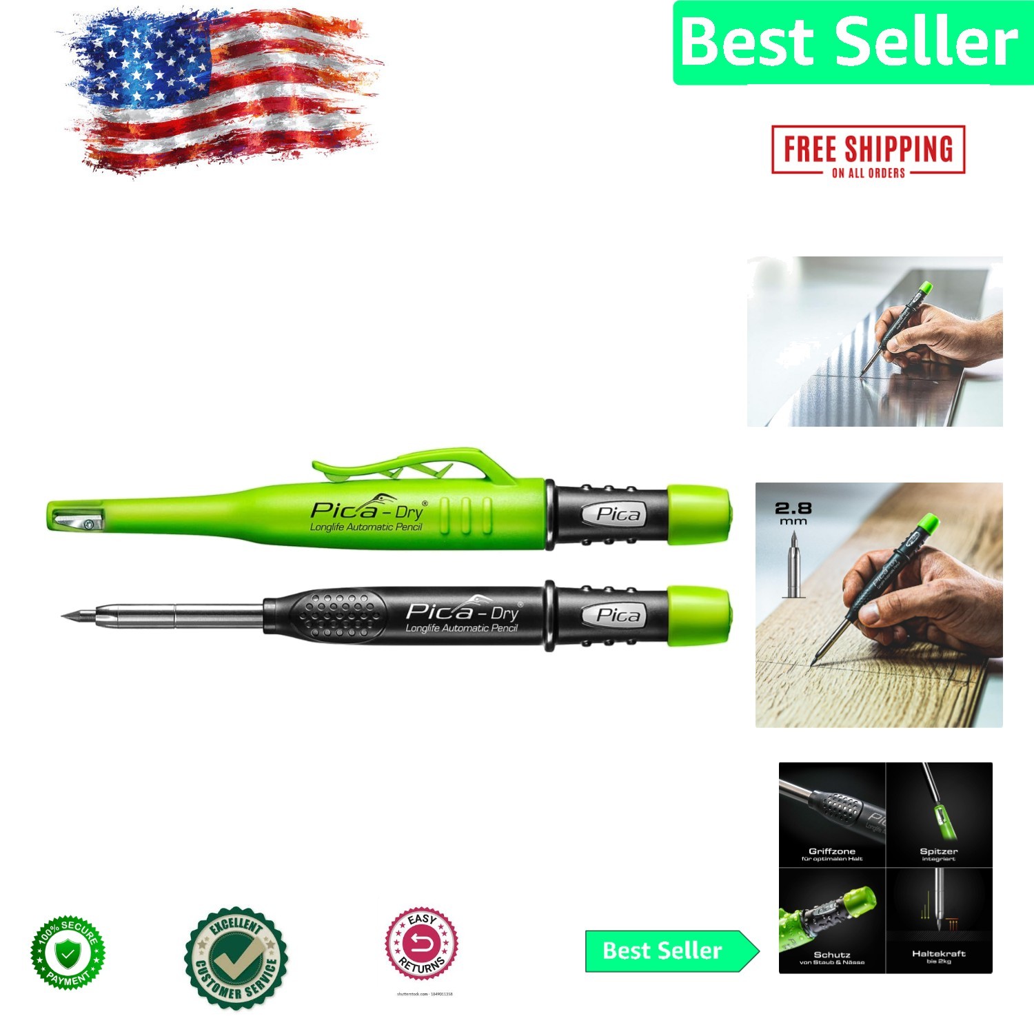 Versatile 3030 Mechanical Pencil – 2mm Writing Tool for All Ages, Green Color
