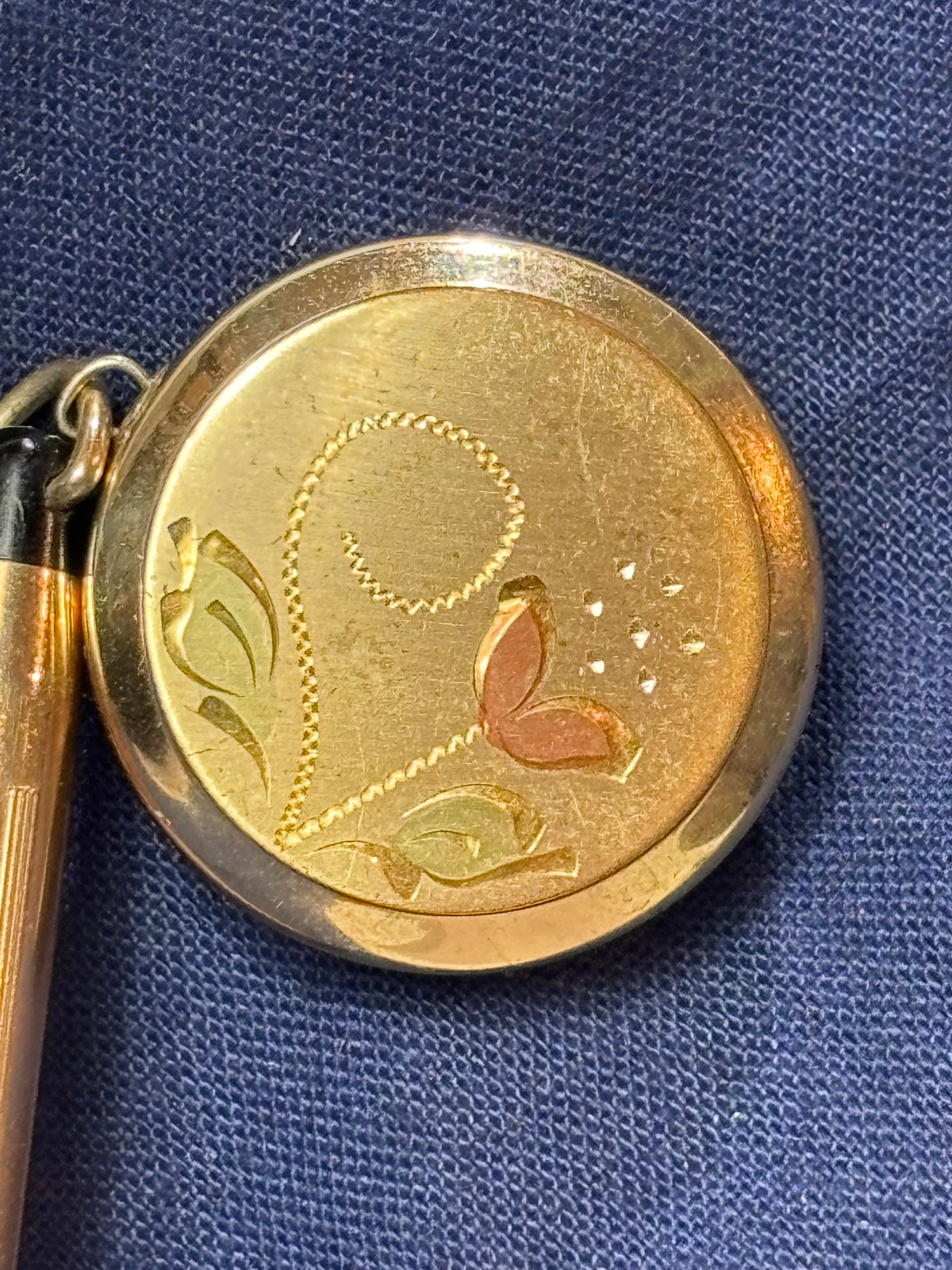 Vtg Cross Mini 10kt GF Pencil On Ballou & Bass Retractable Chain Brooch