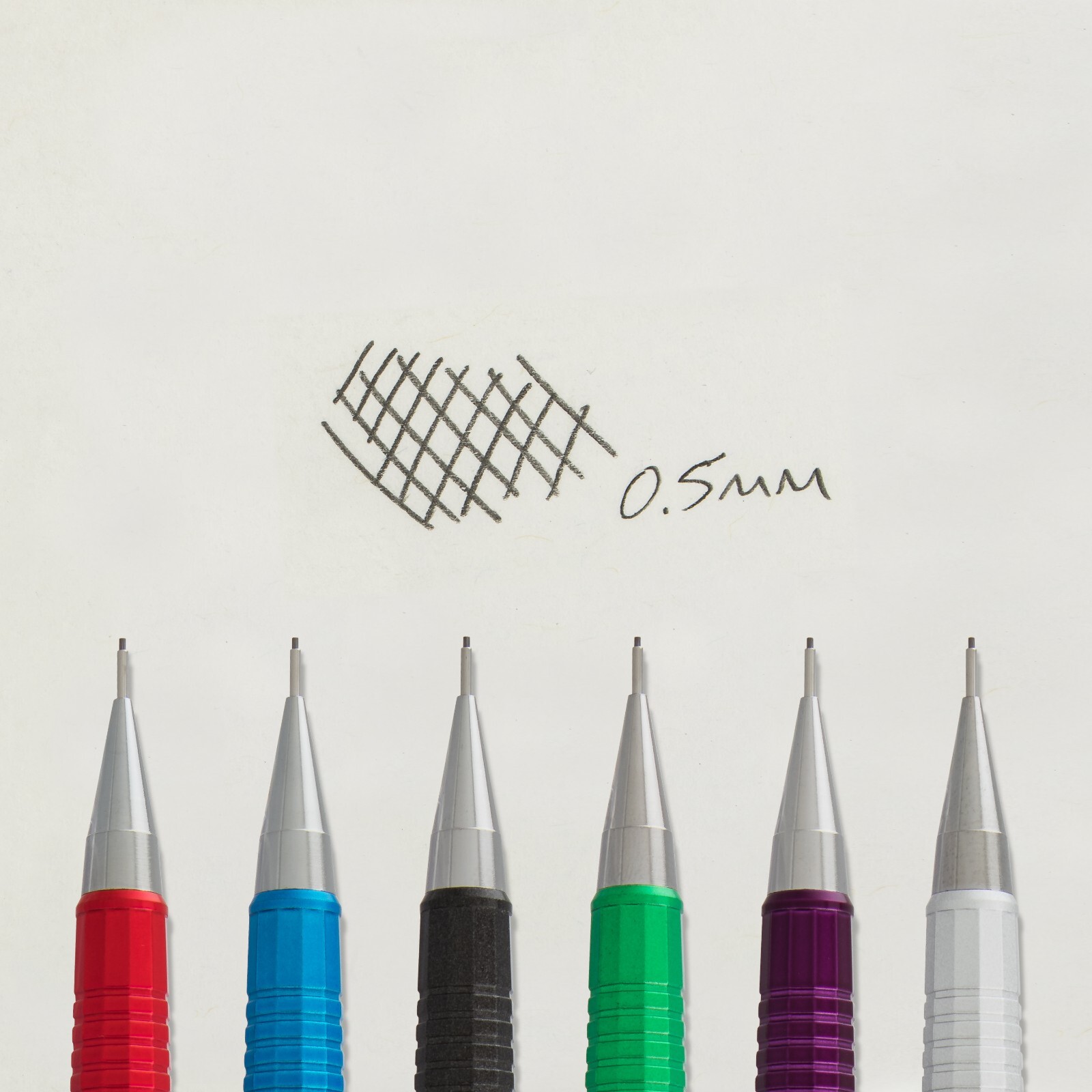Pentel P205 Series Mechanical Pencil Set of 4 Metallic Barrel Colors (0.5mm)