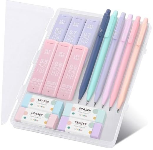 Cute Mechanical Pencils Set, 0.5mm & 0.7mm Mechanical Pencils, 360PCS HB Lead