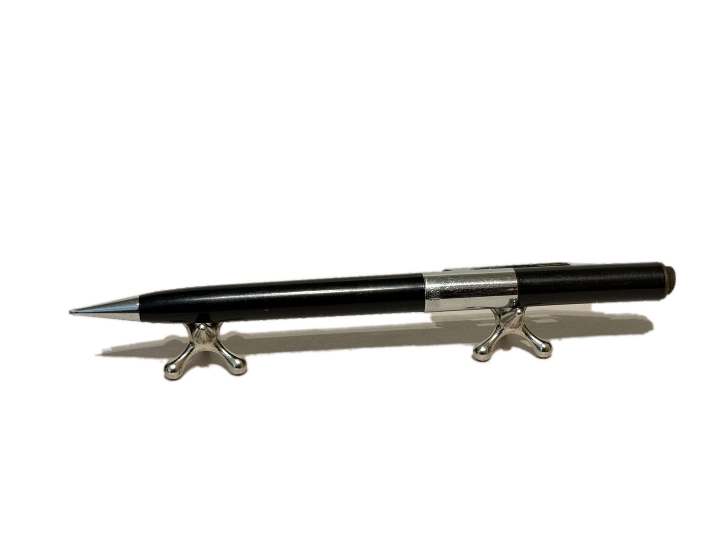 Vintage Scripto Ballpoint Pen Black Chrome Trim Twist Mechanism Made USA