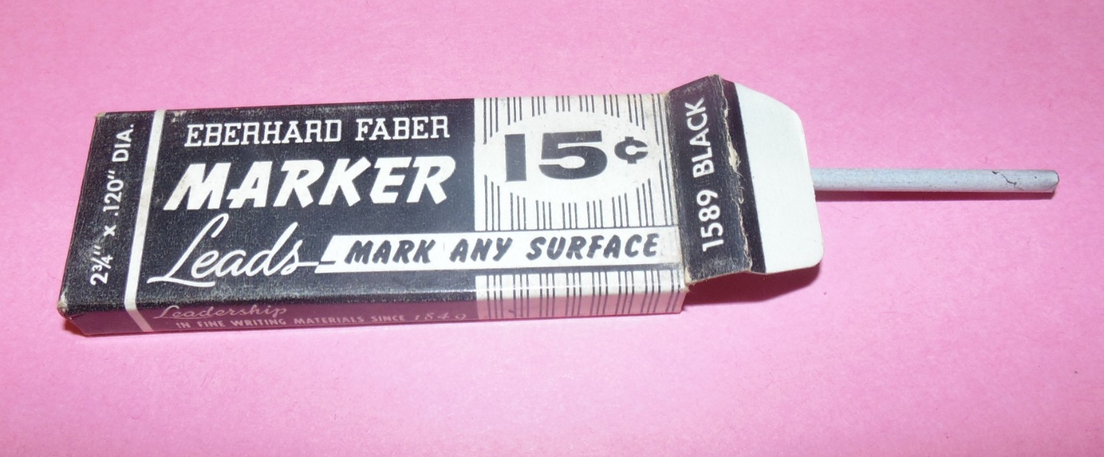 Vintage Eberhard Faber MARKER Lead 3mm Any Surface Black 2-3/4″ NOS 1 pk USA