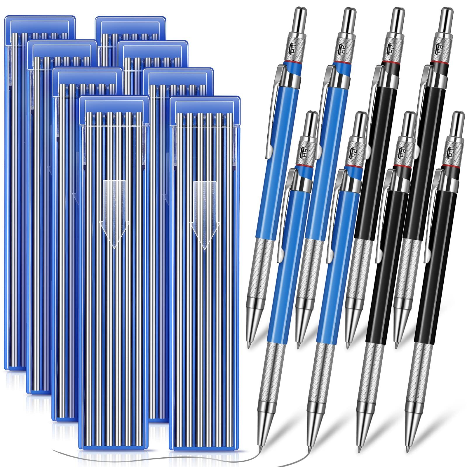 8 Pcs Welders Pencil with 96 Pcs 2 mm Silver Round Refills Mechanical Pencil …