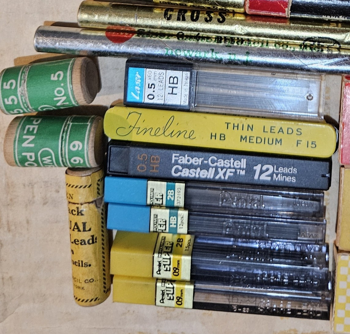 13 Various Mechanical Pencil Leads Old Containers Wrico eversharp cross pentel +