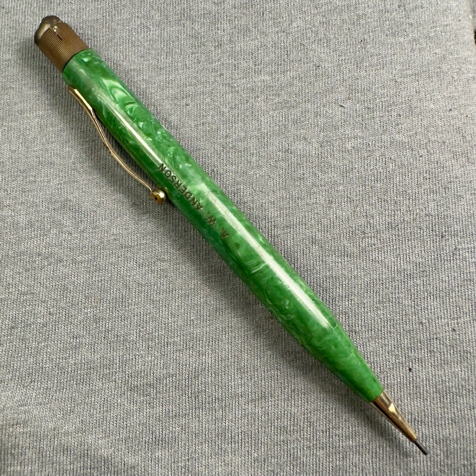 1920s Sheaffer’s Large Jade Green Lifetime Pencil Gold Filled Works Needs Crown