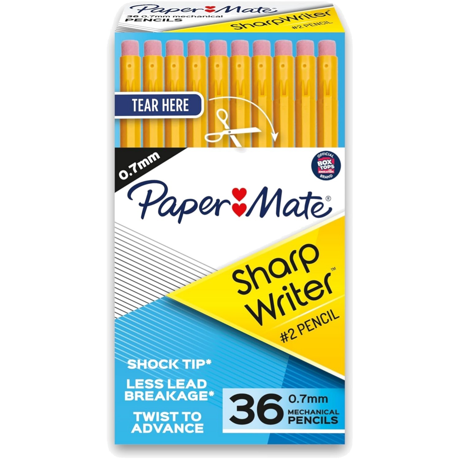 SharpWriter 0.7mm Pencils with Pink Erasers – 36 Count Set for Endless Writing