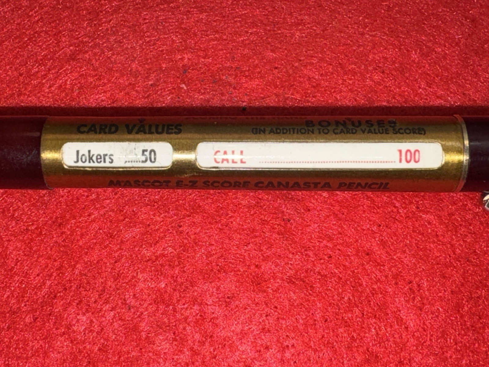 Vintage Mascot E-Z Score Canasta Card Game Mechanical Scoring Pencil USA