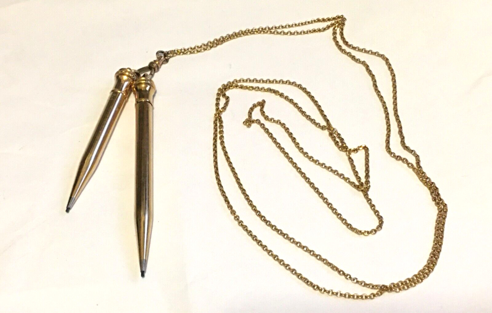 Vintage- 2 Wahl Eversharp Gold Filled Mechanical Pencils On A Long 26″ Chain