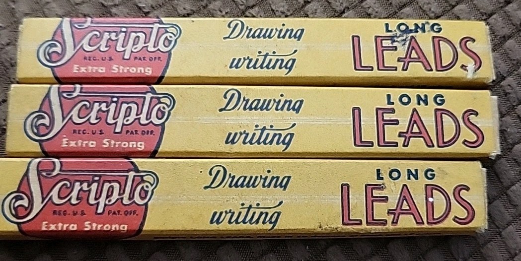 VINTAGE SCRIPTO Extra Strong Drawing Writing Long Lead Black no.130, 133 Red