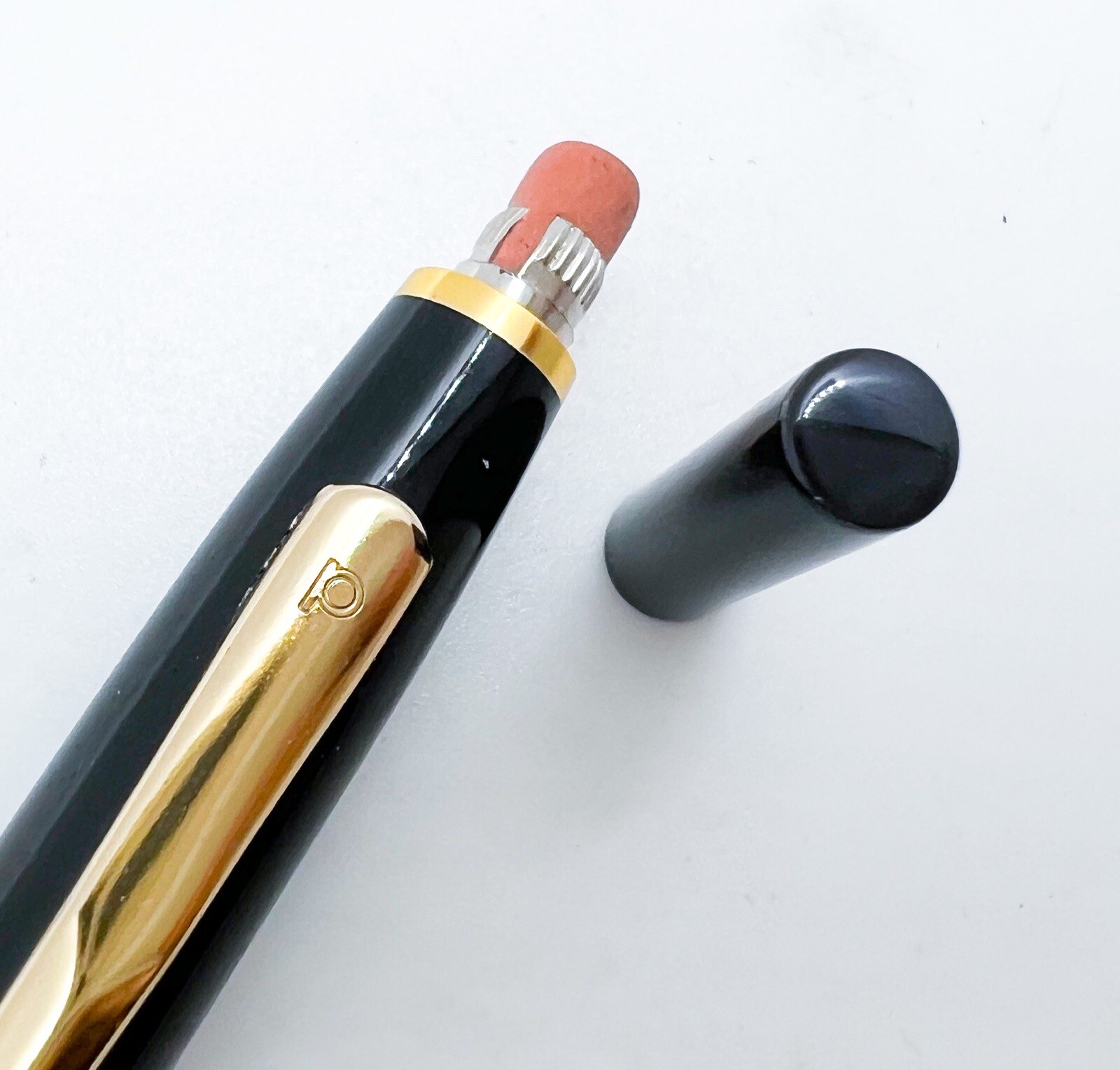 NOS platinum Mechanical Pencil 0.5mm Black Gold Color Fully Functional Japan
